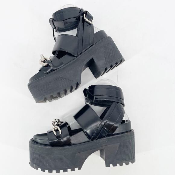 Louis Vuitton Black Leather Samourai Platform Chain Link Chunky Sandal EU 37 - Picture 5 of 15